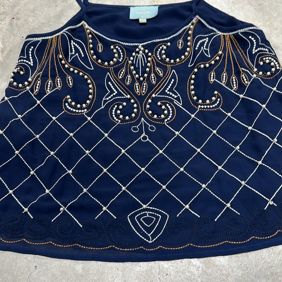 Skies are Blue Navy beaded‎ top / size S / H-9 - Picture 4 of 5